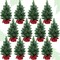 12 Pcs Mini Artificial Christmas Tree(Green)17.64 x 13.5 x 5.51 inches